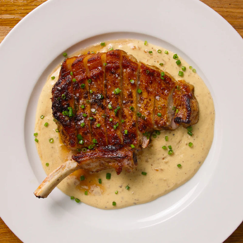 Pork chop with mustard cream sauce