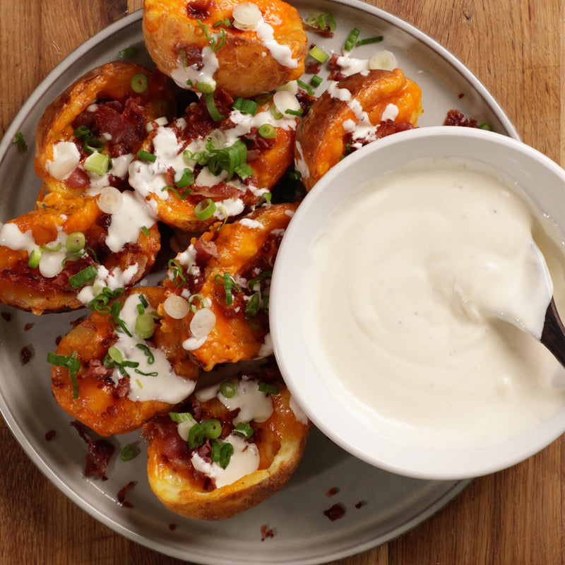 Cheese & Bacon Potato Skins with Truffle Dip