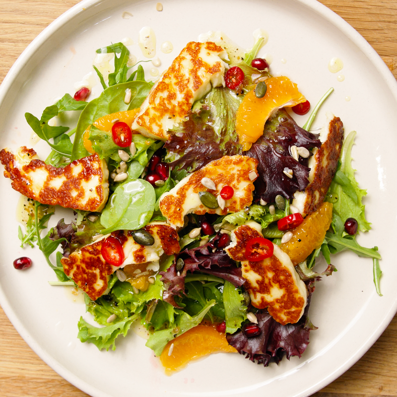 Grilled Halloumi & Mandarin Truffle Salad